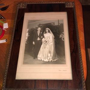 Vtg Blk White photo Eastlake Wooden Picture Frame